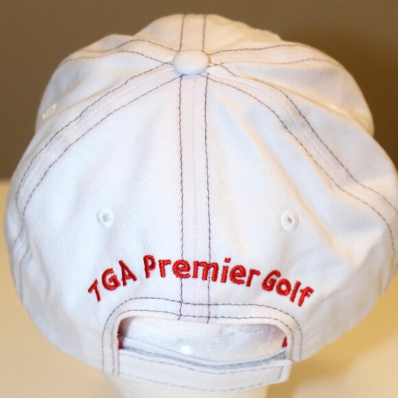 TGA Premier Golf White with Red Baseball Cap Embordered Front and Back - Picture 2 of 4
